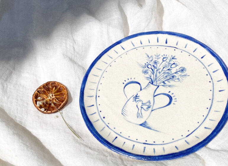 Bleu Clémentine, sunny ceramics, city guide love spots Nice (plate)
