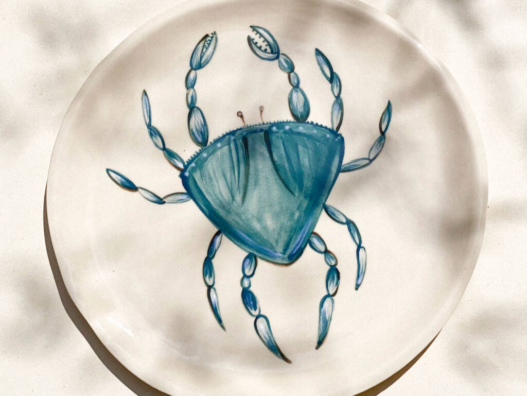 Bleu Clémentine, céramiques ensoleillées, Nice (crabe)