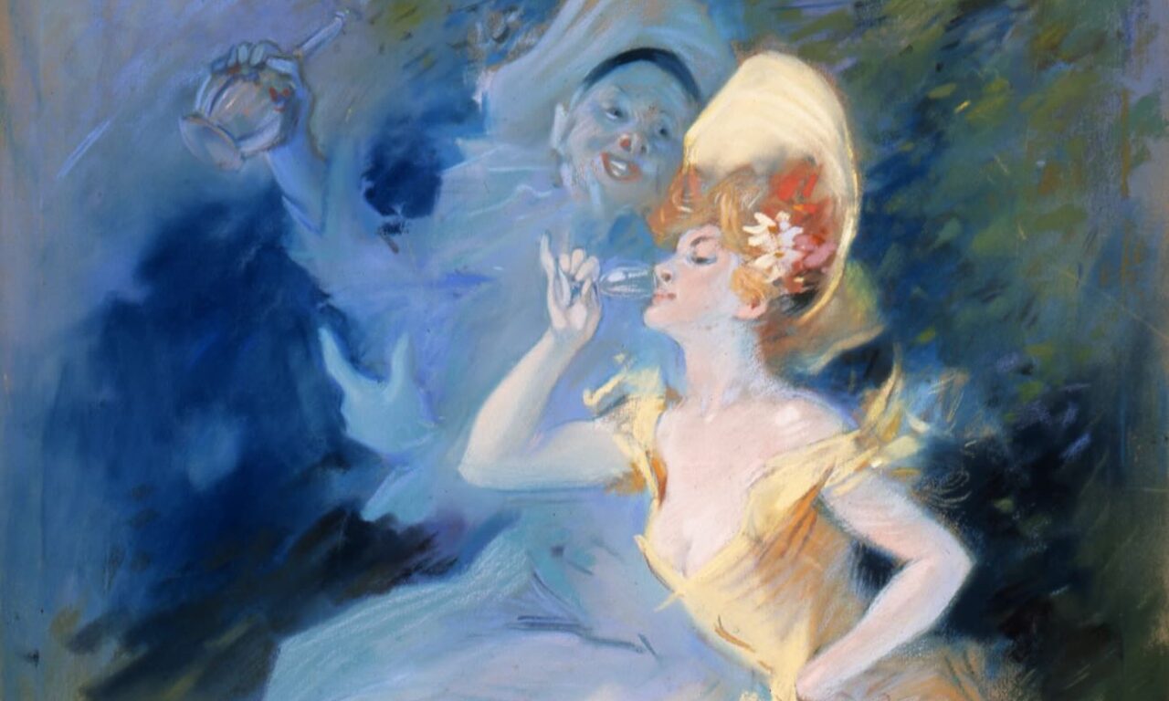Strass, velours, plumes et célébrités… Le Musée des Beaux-Arts Jules Chéret fait revivre la Belle Époque à travers une exposition où le théâtre, la haute couture et les grands portraits racontent le faste d'une Nice cosmopolite et flamboyante.(Jules Chéret, Un verre de chianti)